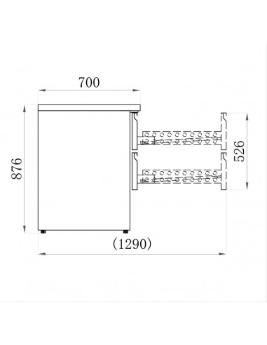 Table réfrigérée 1 porte et 2 tiroirs positive dimensions