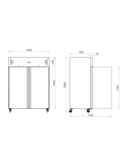 Armoire positive 2 portes GN 2/1 et 1400 litres