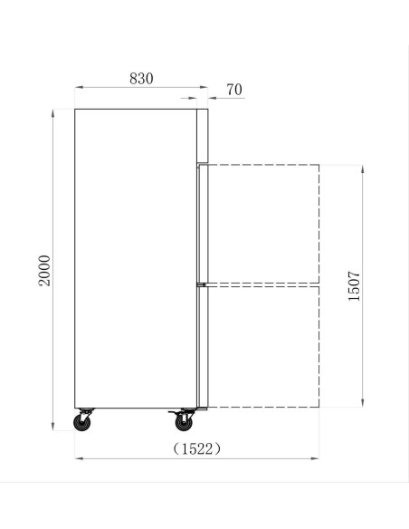 Armoire positive 4 portillons GN 2/1 et 1400 litres
