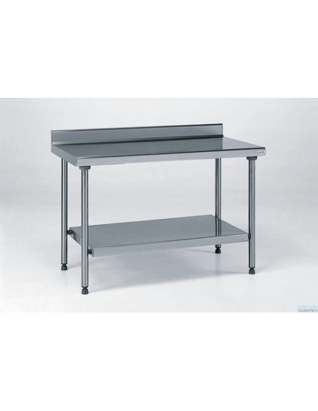 Table inox adossée avec étagère basse