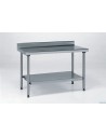 Table inox adossée avec étagère basse