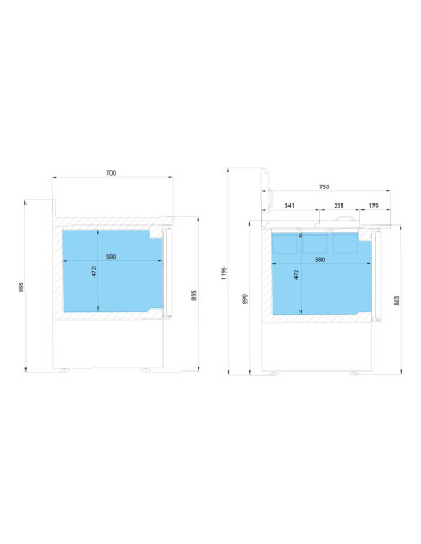 Saladette réfrigérée 3 portes GN 1/1...