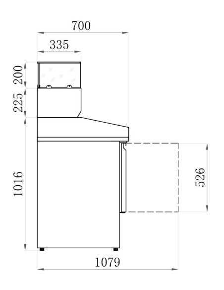 Meuble à pizzas 3 portes dessus granit et kit réfrigéré dimensions