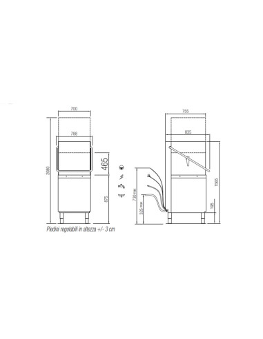 Dimensions lave-vaisselles panier 50x60 à capot ELETTROBAR