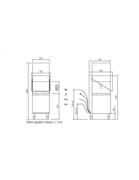 Dimensions lave-vaisselle panier 50x60 à capot ELETTROBAR