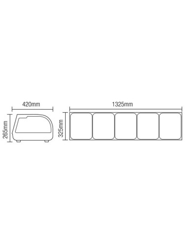 Vitrine réfrigérée à poser 5 bacs GN1/2