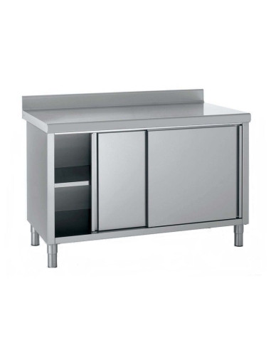 Meuble inox bas adossé avec une...
