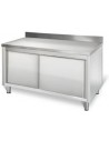 Meuble inox bas adossée avec une étagère réglable