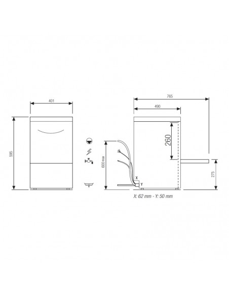 Lave-verres panier 35x35 cm ELETTROBAR avec pompe de vidange