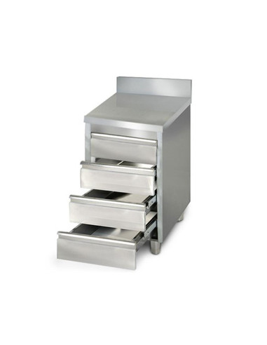 Meuble inox adossé 4 tiroirs TOURNUS EQUIPEMENT