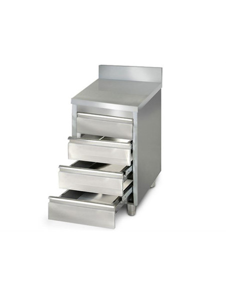 Meuble inox adossé 4 tiroirs TOURNUS EQUIPEMENT