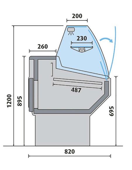 Comptoir d'exposition réfrigérée vitre bombée