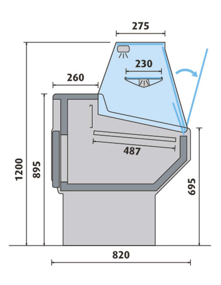 Comptoir d'exposition réfrigérée vitre droite