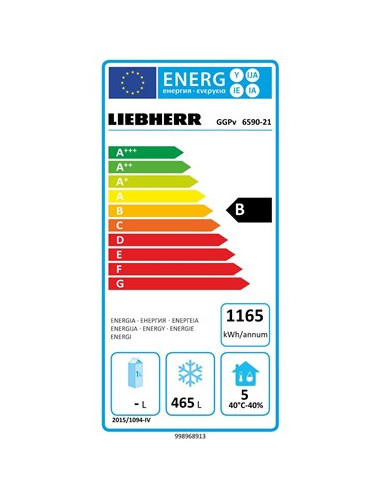 Armoire négative 1 porte GN2/1 600 litres LIEBHERR energie