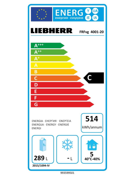 Armoire réfrigérée liebherr porte pleine 420 litres blanche énergie