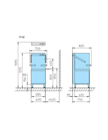 lave vaisselle à capot WINTERHALTER panier 50x50 cm PT-M dimensions
