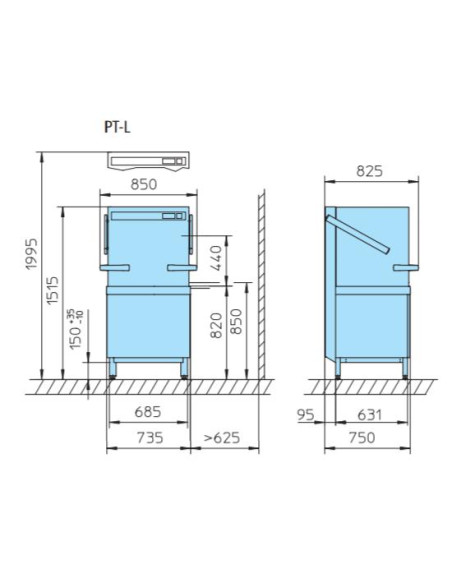 lave vaisselle à capot WINTERHALTER panier 60x50 cm PT-L dimensions