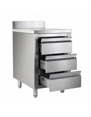 Meuble inox adossé 3 tiroirs TOURNUS EQUIPEMENT