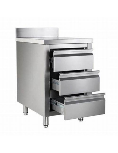 Meuble inox adossé 3 tiroirs TOURNUS EQUIPEMENT