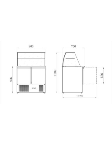 Table réfrigérée 2 portes positive avec bac gastros dimensions