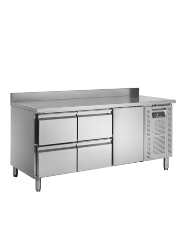 Desserte positive adossée 4 tiroirs et 1 porte TEFCOLD