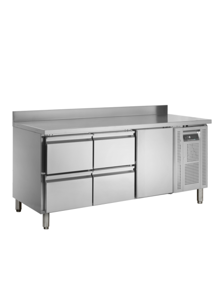 Desserte positive adossée 4 tiroirs et 1 porte TEFCOLD