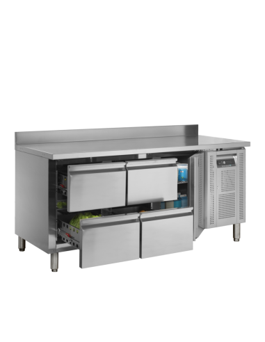 Desserte positive adossée 4 tiroirs et 1 porte TEFCOLD