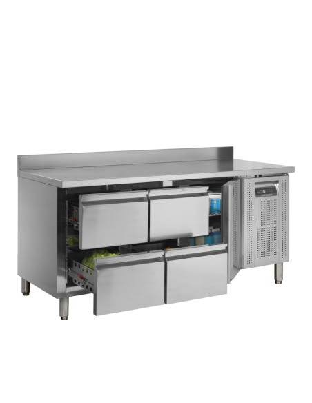 Desserte positive adossée 4 tiroirs et 1 porte TEFCOLD